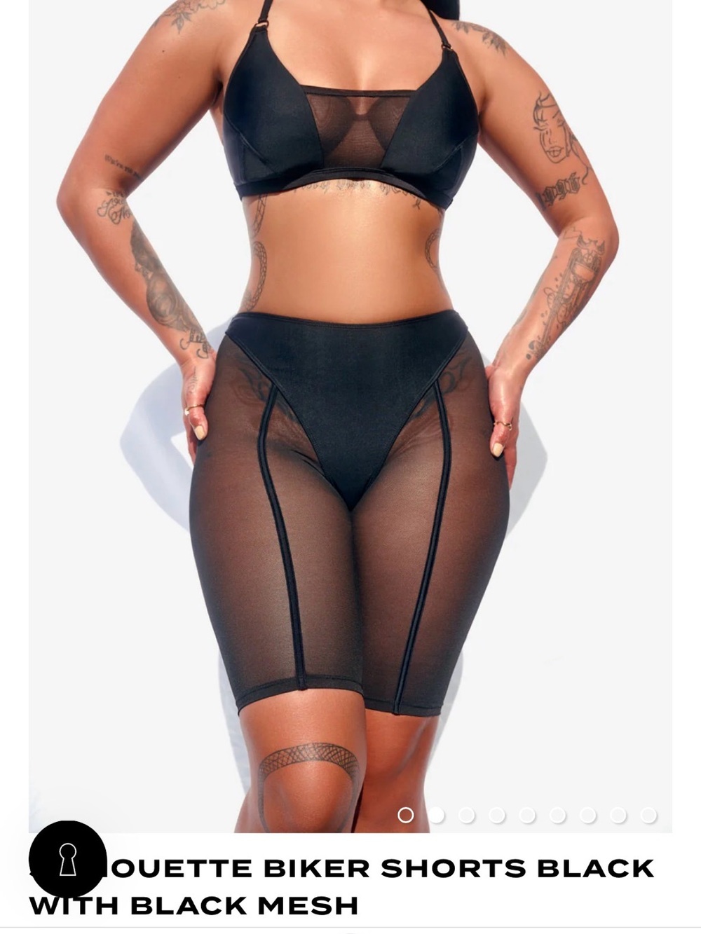 CXIX XS Black Mesh Athletic Biker Shorts - Sheer Panel Performance